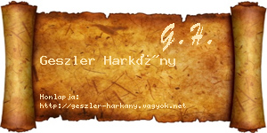 Geszler Harkány névjegykártya